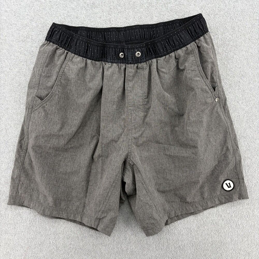 Vuori Kore Shorts Mens Gray Black 7” Lined Athletic Workout Running Drawstring
